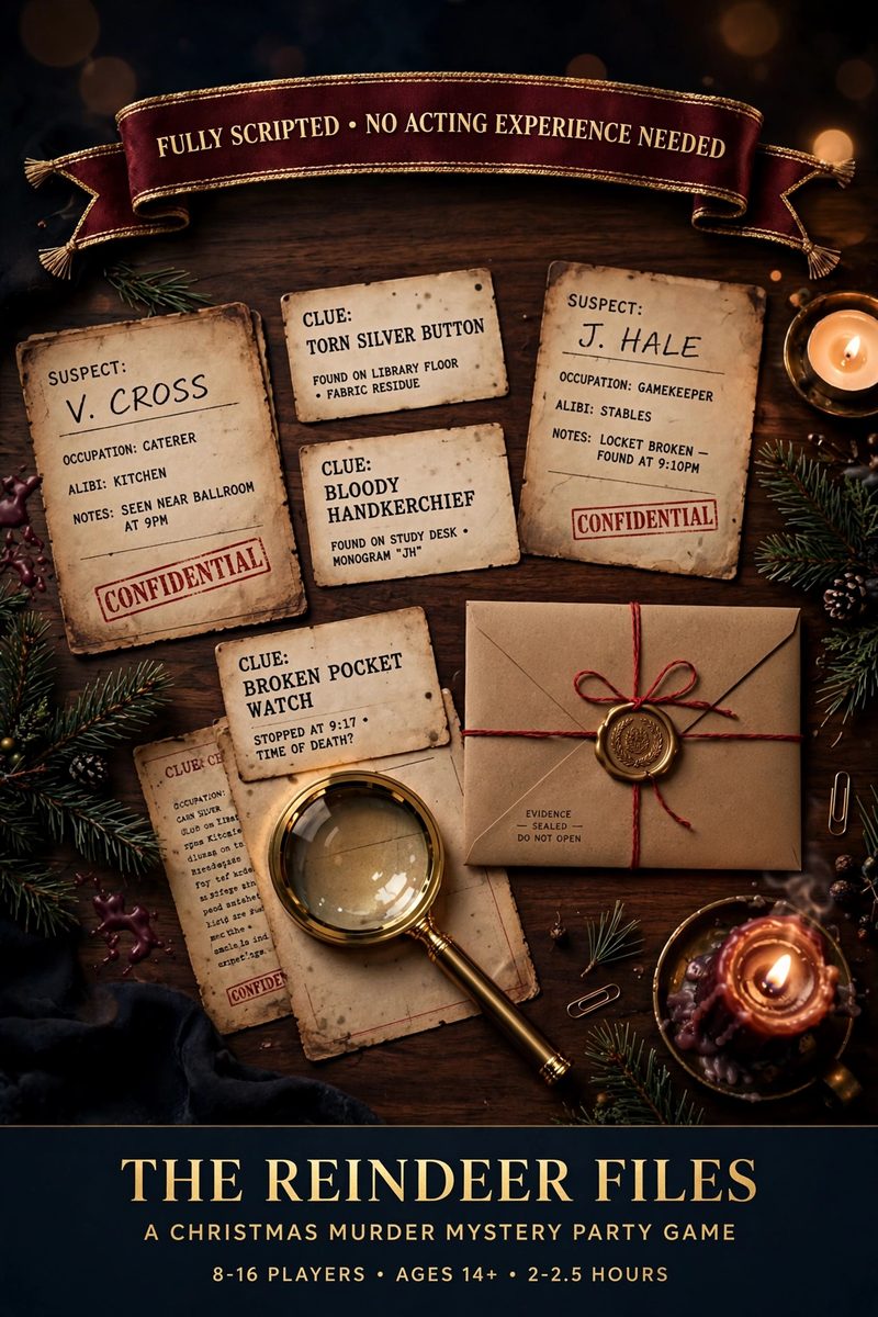 The Reindeer Files: Christmas Murder Mystery Party Kit