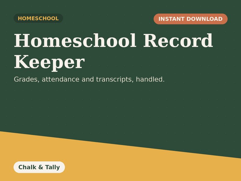 Multi-Kid Homeschool Record Keeper (Excel + Google Sheets)
